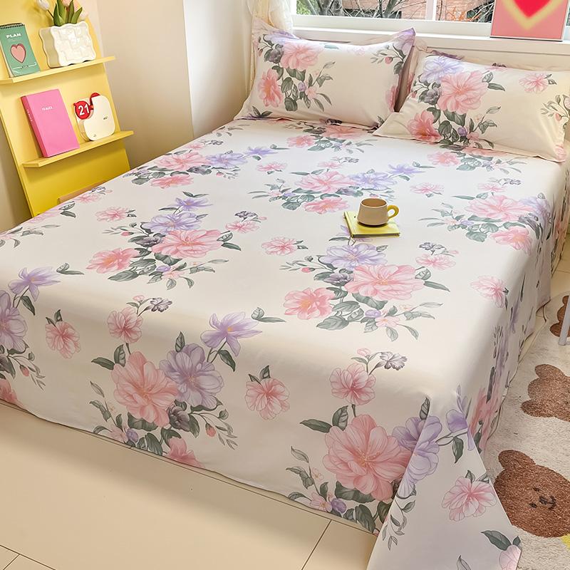 1pcs Cotton Bed Sheet Flower Series Printed Double Top King Sheets for Girls Boys Kids Single Queen King Size Bed Linen