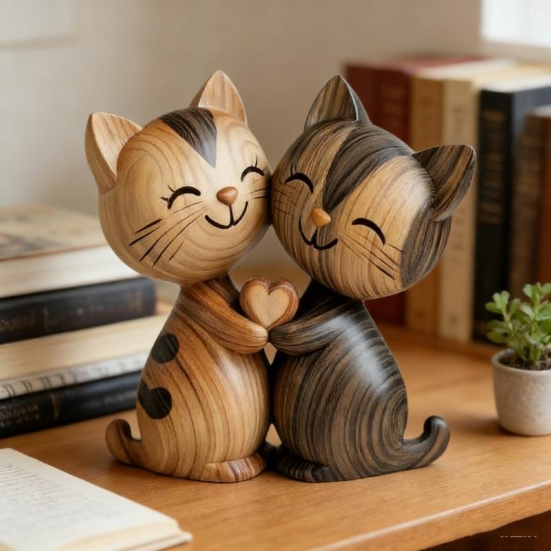 Деревянные фигурки кошек/собак 2D плоские статуэтки собак/кошек Коллекционные предметы Подарок Современный декор для дома Скульптуры животных Декор для дома