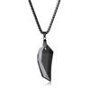 Obsidian Wolf Fang Obsidian Exorcise Evil Good Luck Power Stone Necklace Stainless Steel Chain [Coai] Men's