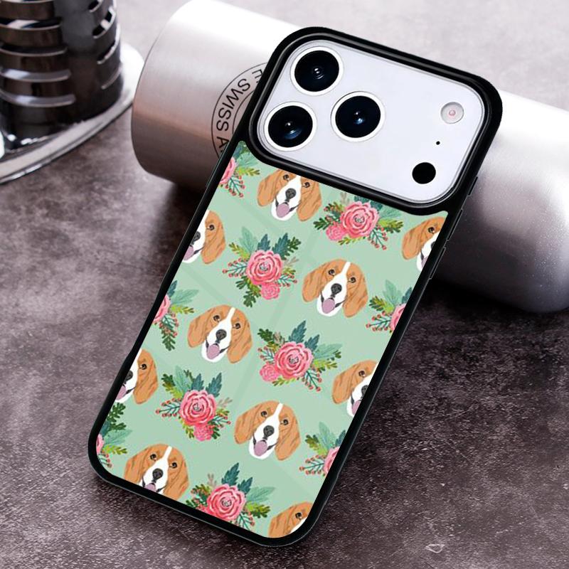Чехол для телефона с рисунком Бигля и цветами Для iPhone 17 16 15 14 13 12 11 Pro Max Plus 17Air Мягкий силиконовый чехол