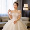Французский бант Свадебное платье без бретелек - Сверкающее роскошное свадебное платье, Принцесса бальное платье из блестящего тюля с корсетом