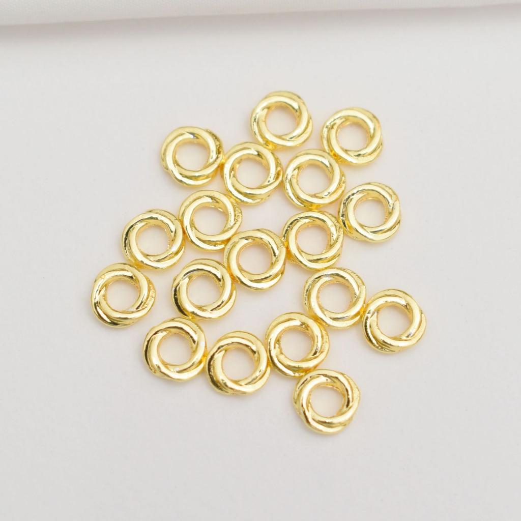 100pcs 14K Gold Twist Closed Spacer, Circle Twist Spacer Jewelry Accessories Diy Handmade Large Hole Beaded Spacer