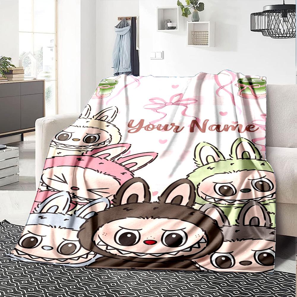 Labubu Customize Text Blanket Lightweight Customizable Blanket Warmthful Decor Great for Office Chair Home Decor Livingroom Sofa