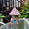 Solar Flower Roof House Figurine Light-up Fairy Tale Elf House Resin Statue