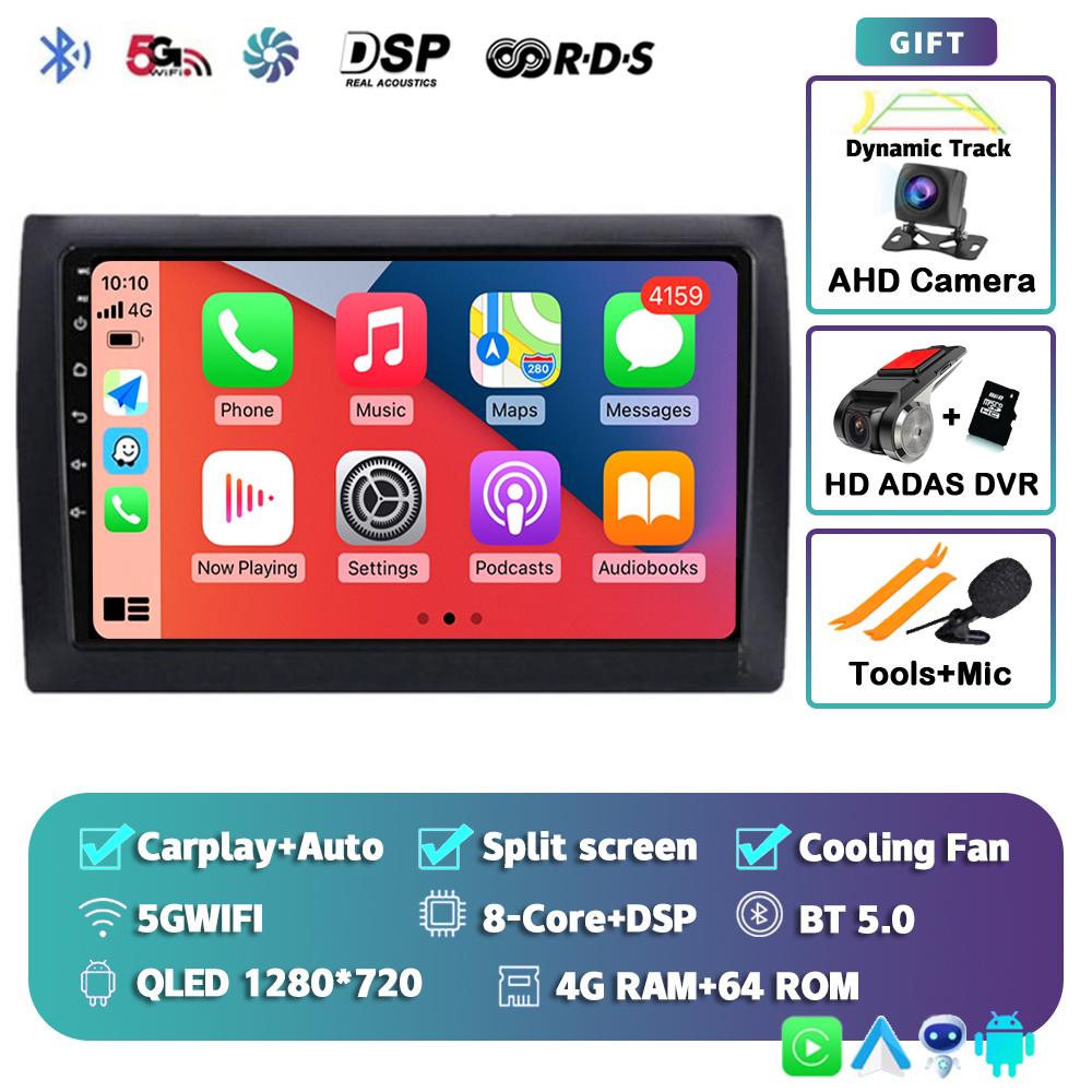 Android 14 Автомагнитола с CarPlay для Fiat Stilo 2001-2010 Мультимедийный видеоплеер GPS-навигация 4G+WIFI Стерео Аудио Головное устройство
