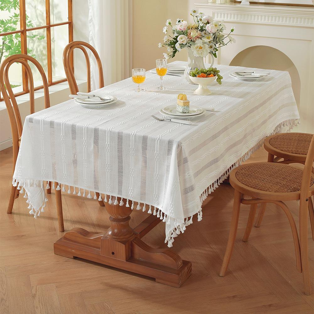 Nordic Hot-Selling Miss Wind Dining Table Tablecloth Imitation Cotton And Linen Coffee Table Cloth Rectangular Hollow Model Jacquard Tablecloth Cover