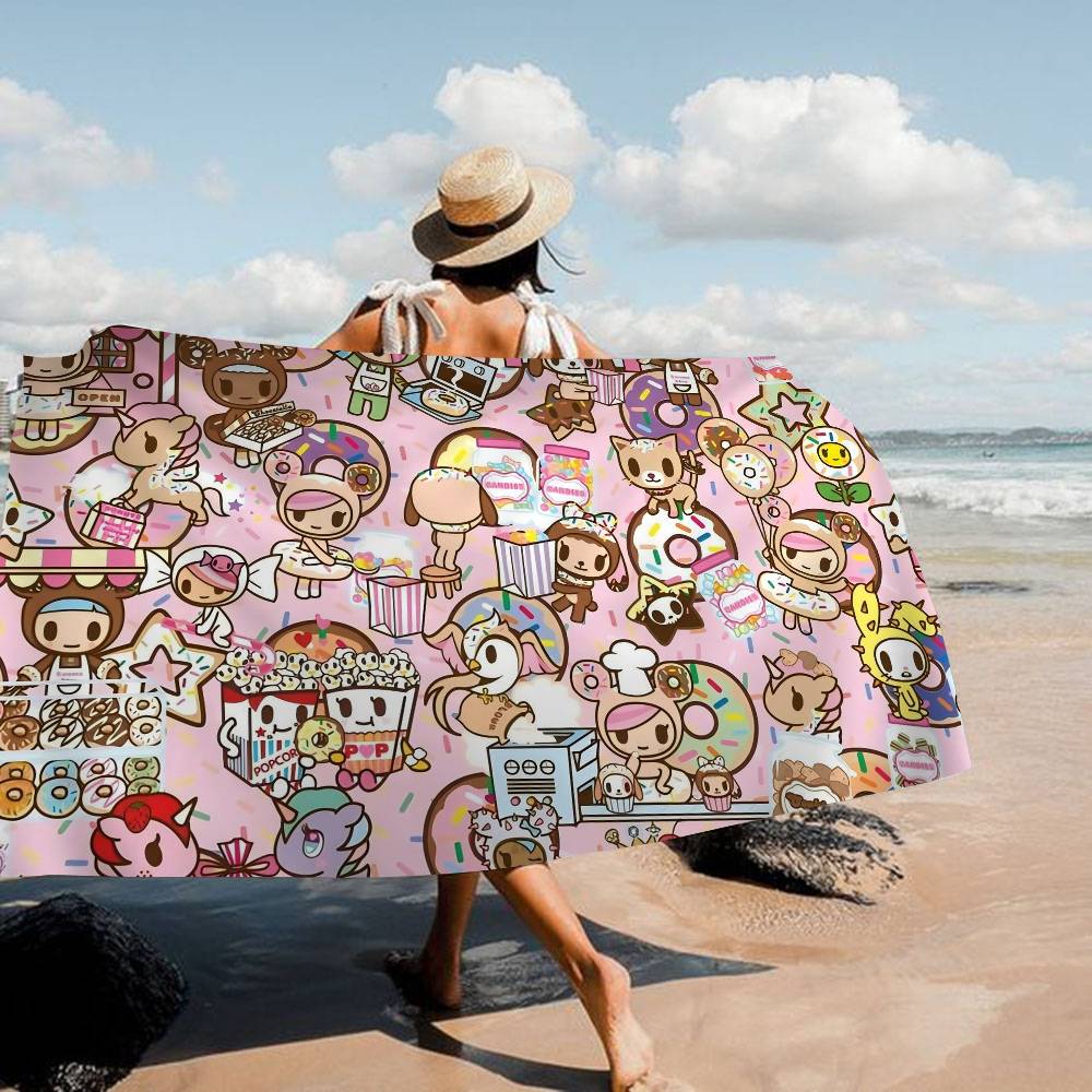 Япония Tokidoki Аниме Банное полотенце Микрофибра Мягкое Впитывающее Дышащее Для девочки Детей Декоративное Мультяшное Пляжное полотенце