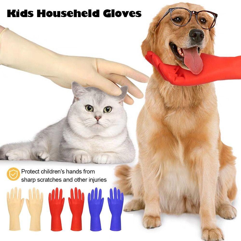 26CM Kids Work Gloves Red Yellow Blue Protective Mitts Tool Child Househeld Gloves Washing Clothes