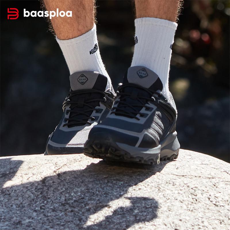 BAASPLOA Мужская уличная обувь Осенняя мужская спортивная обувь для походов на открытом воздухе Нескользящая износостойкая мужская брендовая качественная мужская обувь для походов на открытом воздухе