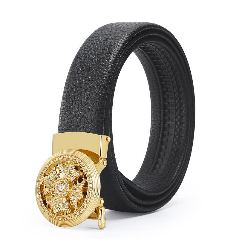 Мужской ремень из сплава и коровьей кожи с автоматической пряжкой для повседневной и универсальной носки