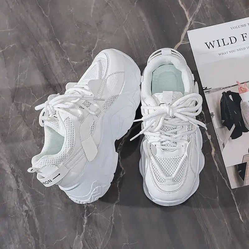 Женские белые туфли на платформе с круглым носком и нескользящей подошвой, на черном каблуке, кроссовки спортивные, высокого класса, перепродажа, плоские