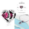 925 Silver 12 Months Birthstone Heart-shaped Beads Charms Fit Original Bracelet Charm Beads Necklace Diy Female Jewelry