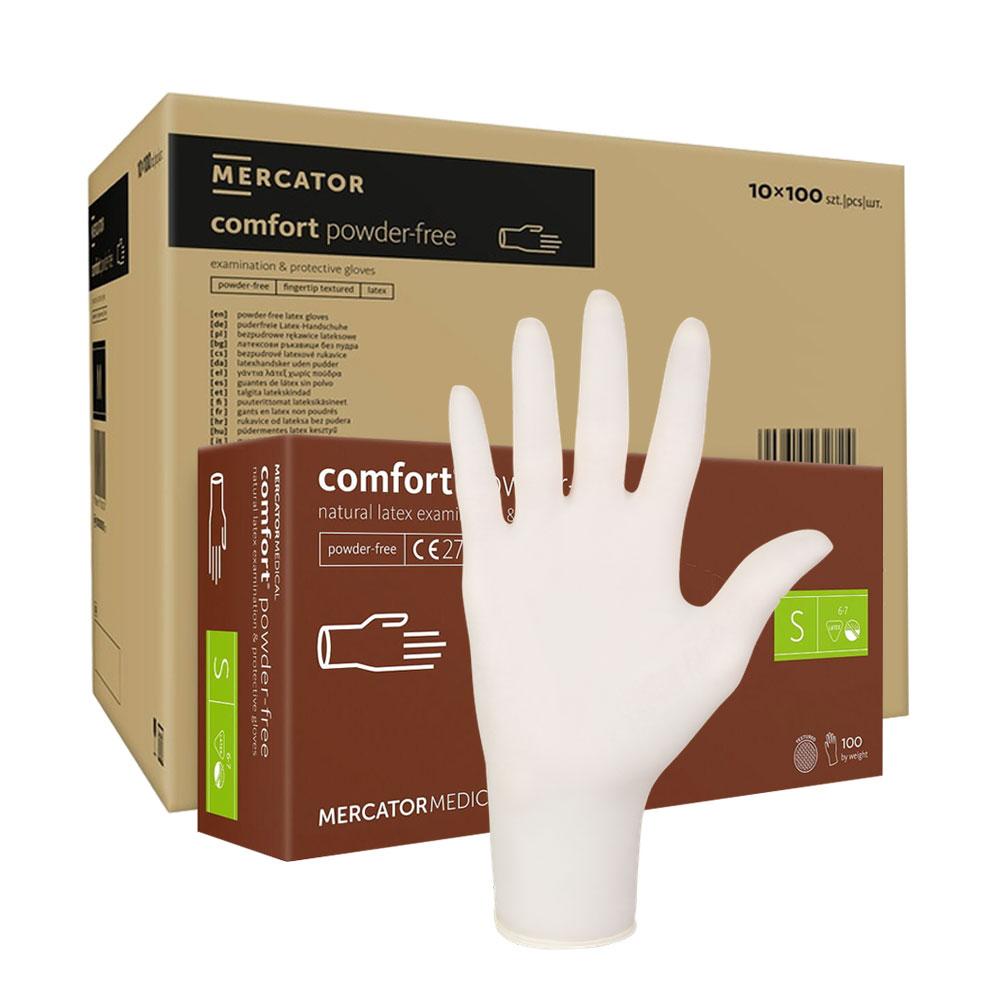 Mercator Latex Comfort Powder-Free Latex Gloves 100 Pcs. Box 10 Pack