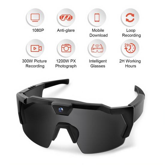 4K POV Glasses Smart Baseball Sunglasses with Camera Photos Audios Videos Recording Lightweight Men Women Camera Wearable Eyewear