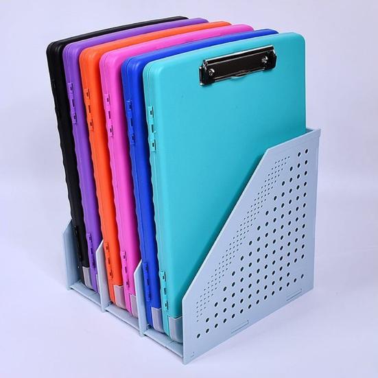 File Folder Organizer with Strong Lock Non-Slip Clips Hanging Holes 3-in-1 Clipboard Pencil Case File