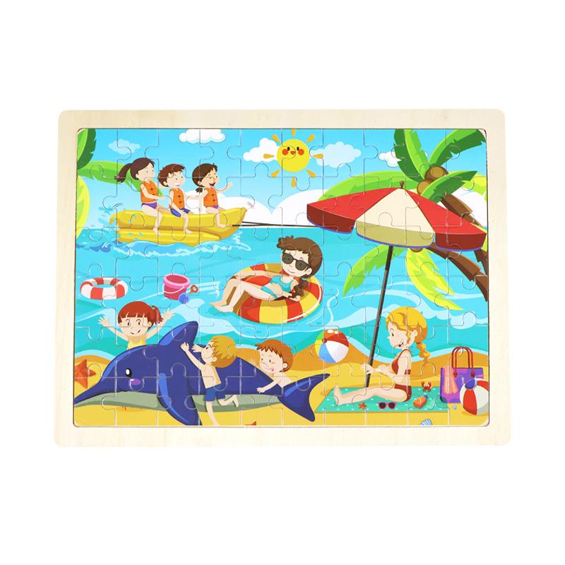 Деревянный пазл из 60 деталей с бревнами, детский мультяшный деревянный пазл с самолетом, развивающие игрушки для раннего развития ребенка