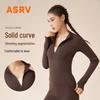 ASRV Women's Nude Feeling Long Sleeve Yoga Jacket – High Elastic, Slim Fit, Stand Collar Fitness Top.