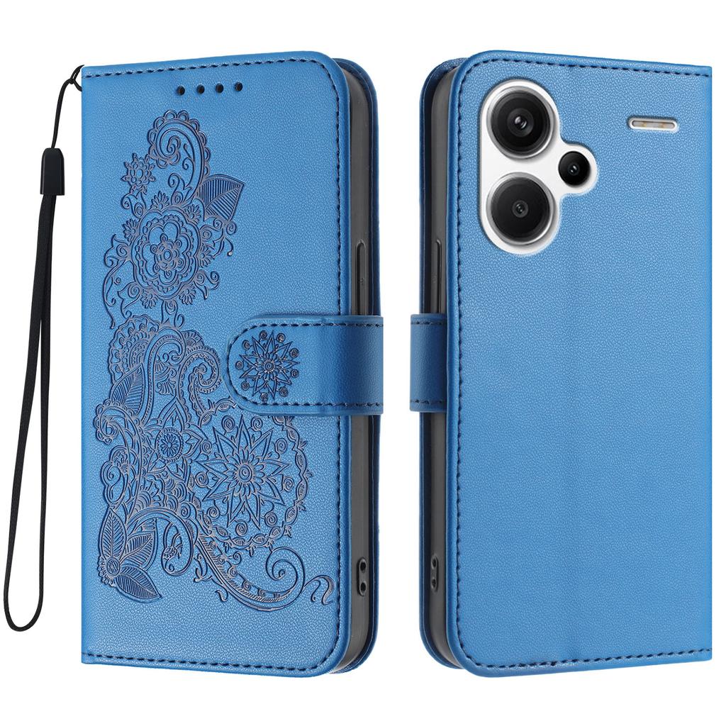 Для Xiaomi Redmi Note 13 Pro+ 5G Чехлы для телефона Кожаный кошелек с цветком мандалы Мобильная крышка со шнурком