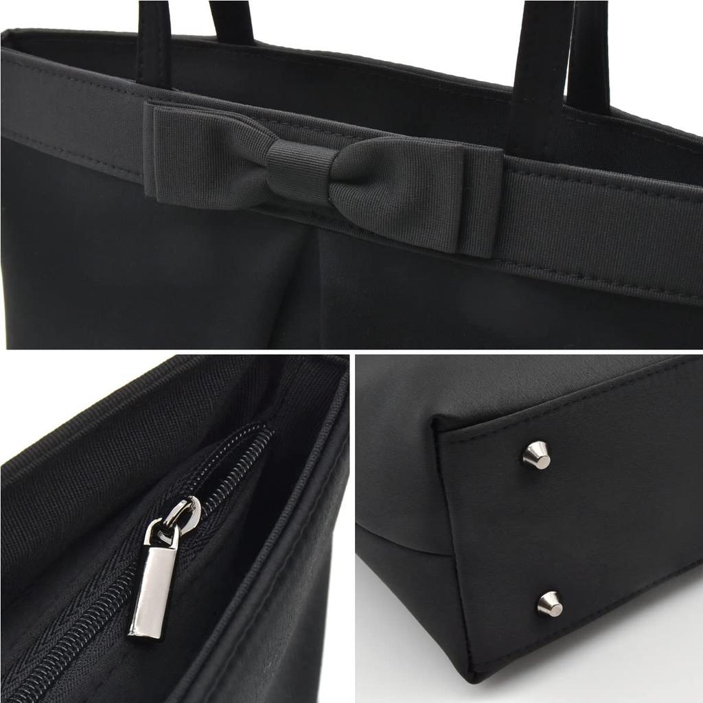 Plex Formal Tote Bag with Ribbon Design, A5 Size, Black, for Weddings, Funerals, School, and Special Occasions