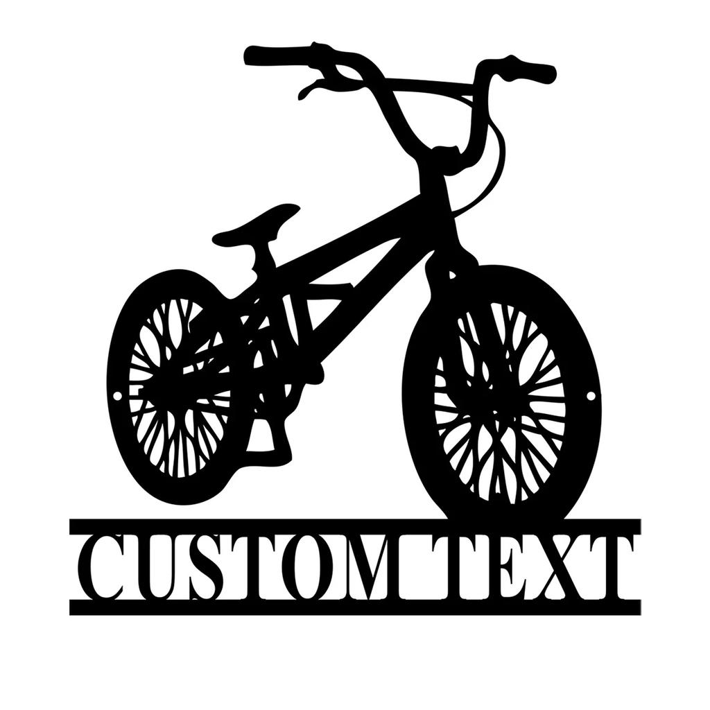 Металлическая настенная art-композиция с BMX-велосипедом, Персонализированная табличка с именем гонщика BMX, Декор для дома, Подарок для BMX-байкера