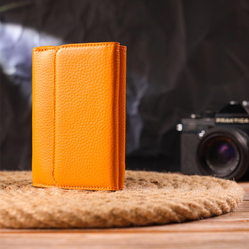 Яркий женский кошелек из натуральной кожи флотар CANPELLINI Wallet 21592 Желтый