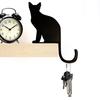 Wooden Black Cat Hook Multi-functional Home Bathroom Kitchen Cat Silhouette Key Hanger