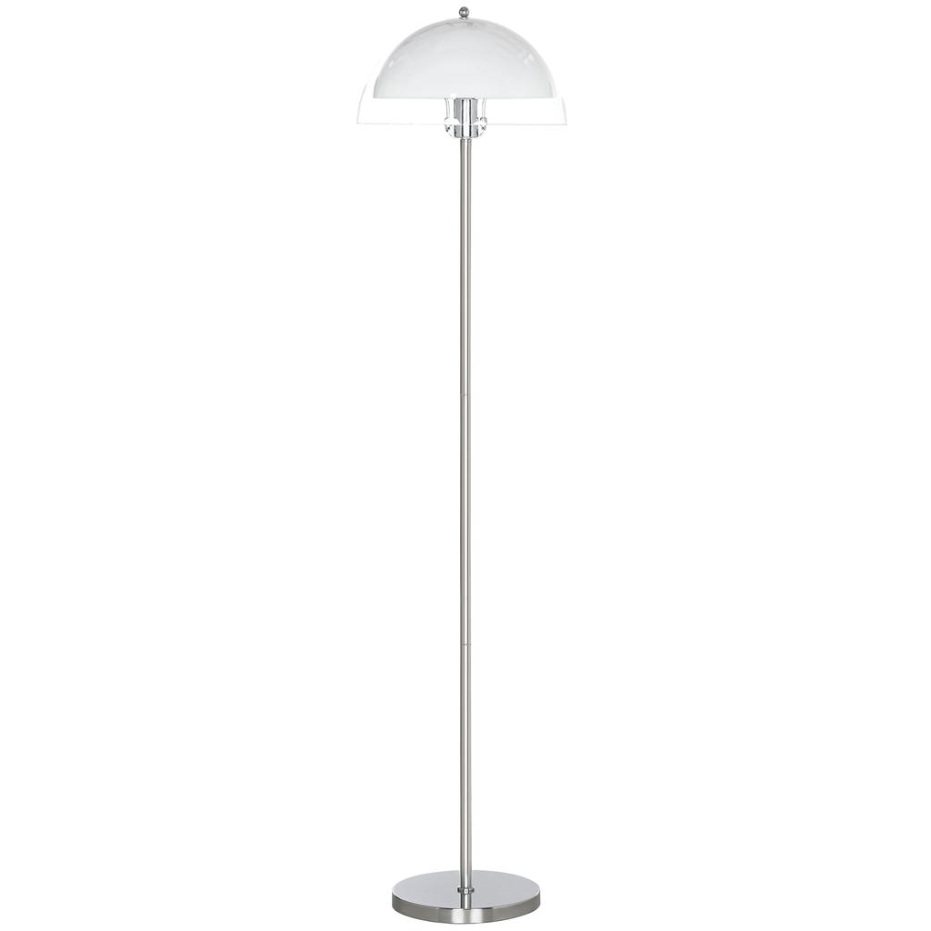 Modern Floor Lamp with Double-Layer Lampshade, in Metal and Acrylic, diameter 35x150 cm, White