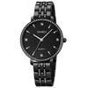 Simple and Stylish Wristwatch with Classic Large Black Analog Quartz Stainless Business Women's Diamonds, Design, Dial, Waterproof, Movement, Steel,