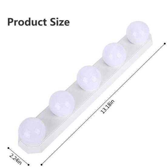 Крепление для косметического зеркала с питанием от USB, 5 светодиодных лампочек для макияжа с присоской