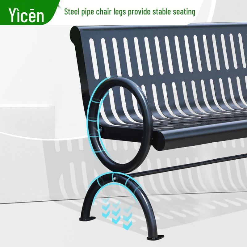 Outdoor Wrought Iron Double Seat Park Bench with Cast Iron Backrest