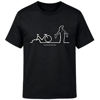 Funny Stick Figure Bicycle Crash Graphic Men T‑Shirt