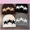 Winter Fall Beanie Knitted Cap With Star Pattern For Casual Streetwear Gift