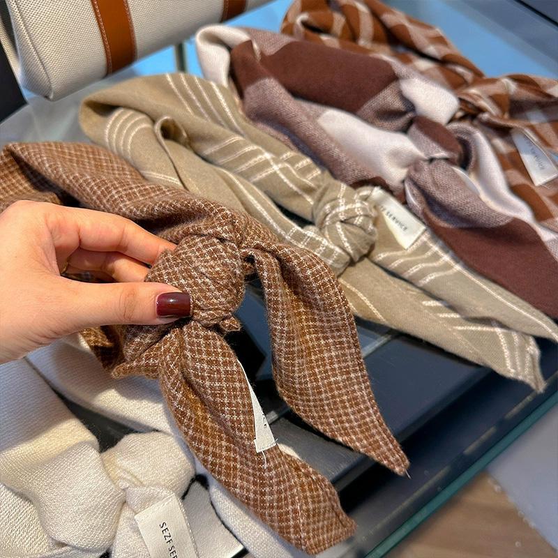 1Pc Plaid Pattern Multi-functional Acrylic Cashmere-like Versatile Solid Color Leisure Shawl Scarf Diamond Shaped