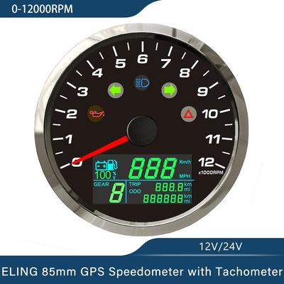 85-мм GPS-спидометр 0-299 км/ч MPH с тахометром 0-12000 об/мин, счетчиком пройденного пути с индикатором передачи N 1-6 для автомобиля, мотоцикла, универсальный