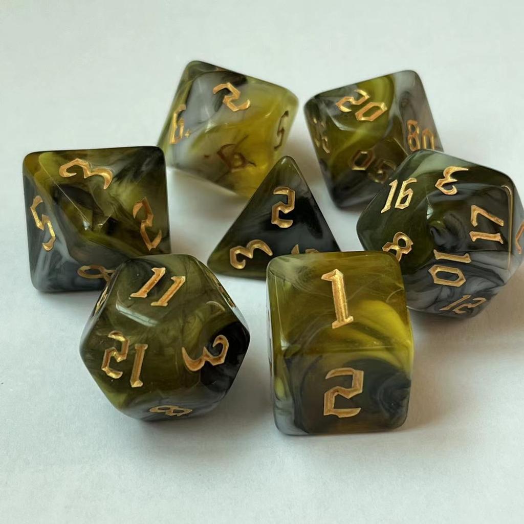 7 шт./лот, многогранные игральные кости из смолы D&D D4 D6 D8 D10 D% D12 D20, многогранные игральные кости TRPG, настольные игры