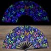 Kung Fu Fan Uv Ink Printing Fluorescent Fan Bamboo Bone Folding Fan For Festival Dance Party