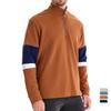 Mens Mock Neck Quarter Zip Sweatshirts Patchwork Casual Pullover Cotton-blend Sweatshirt for Men