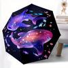 1pc Two Whale Sharks Cartoon Umbrella, Portable 3-Fold Compact Umbrella, Suitable for Camping, Hiking and Travel, Ideal Easter Birthday Gift for