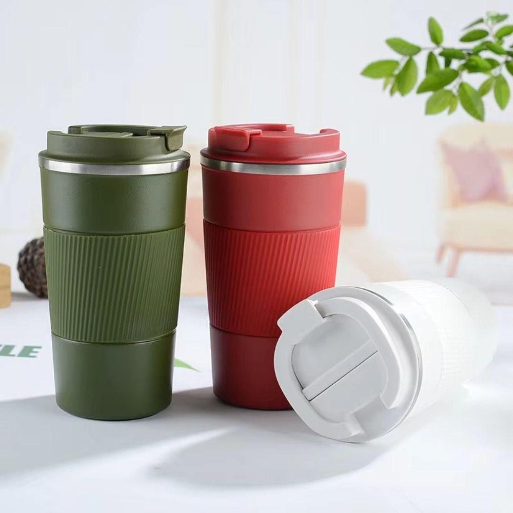 Double-layer Coffee Thermos 380ml/510ml Travel Thermal Mug Reusable Insulated Cup Car Use