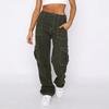 Fashion Loose Women Cargo Jeans High Waisted Streetwear Pockets Wide Leg Work Pants Autumn Spring Casual Baggy Long Pants Women Trousers 1349