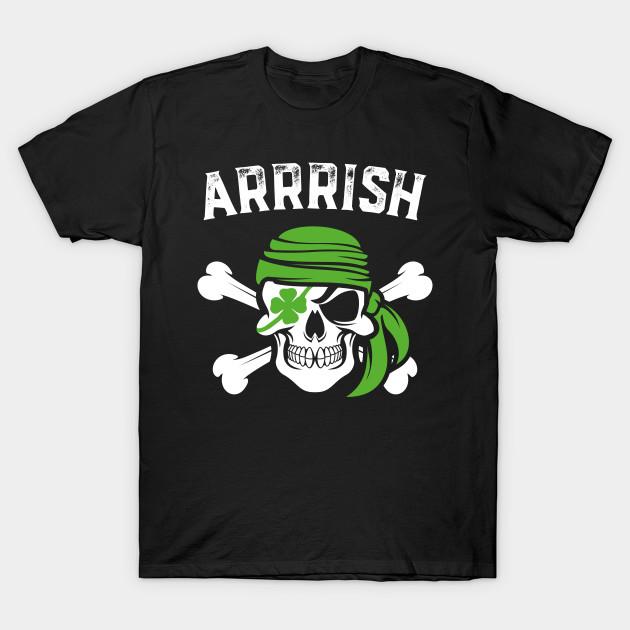 Asian Size Men Print T-shirt Arrish Irish Pirate Funny St Patricks Day No-Cut Heat Transfer Print Cotton Tshirt