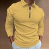 New Waffle Zip Long Sleeve Polo Shirt Men's T-shirt Top 8 Colours