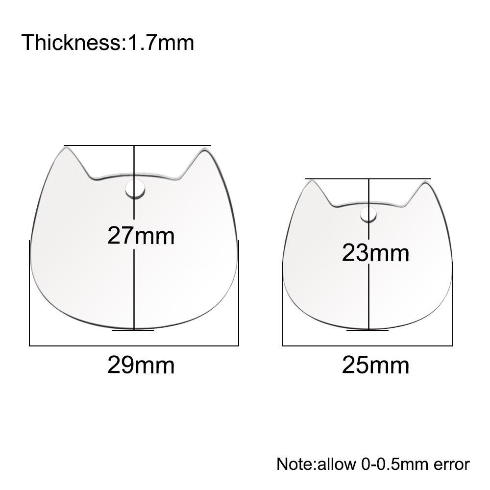 20 шт., бирки для собак с изображением кошачьей мордочки, зеркальная полировка, украшение из нержавеющей стали, персонализированная гравировка, цепочка с изображением животных