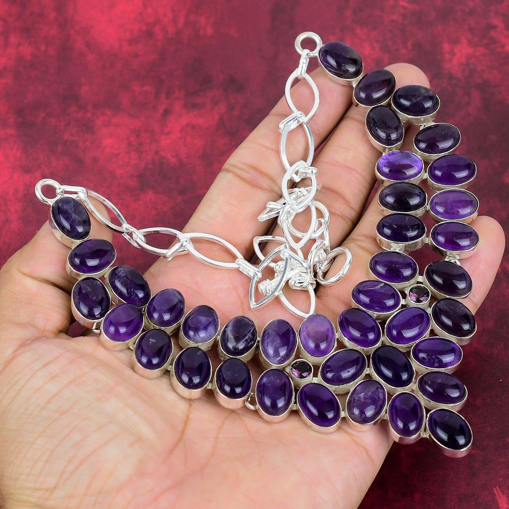 Amethyst Necklace Gemstone Jewelry, 925 Solid Sterling Silver Necklace, Gift For Women Handmade Necklace