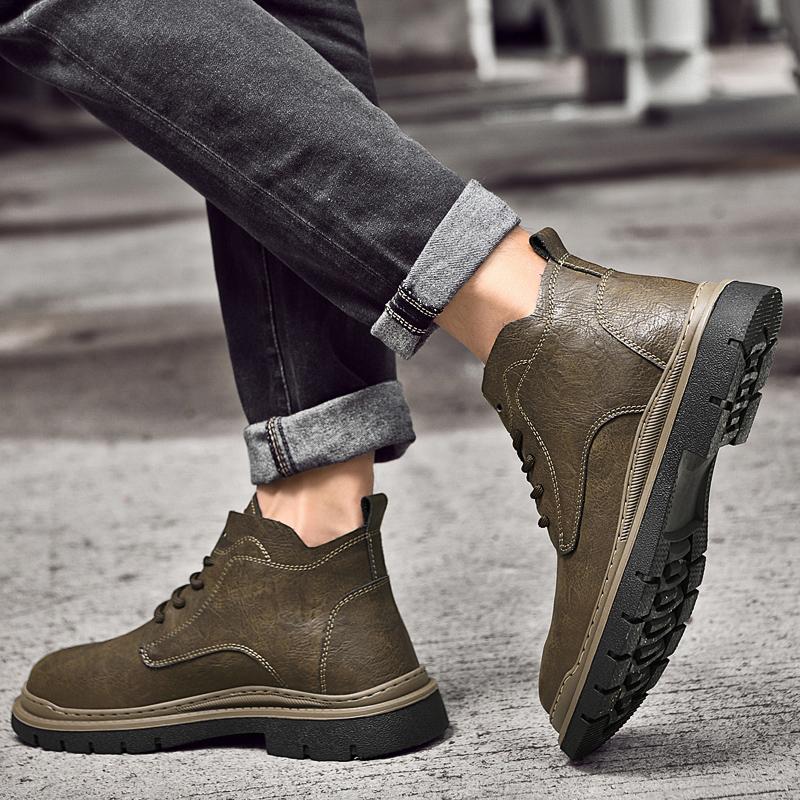 Новые мужские классические кожаные повседневные рабочие ботинки, модные британские удобные ботинки на мягкой подошве, мужские повседневные деловые ботинки для свиданий