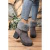 Warm High-heeled Cotton Shoes Women's 2025 Winter New Fleece Thickened Plus Size Thick Heel Furry Booties