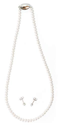 Набор Sakuya с жемчугом из ракушки, жемчужное ожерелье и серьги с шкатулкой для украшений, 4 мм x 42 см, Белый, Art-Set-442Whitep