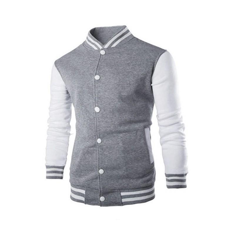 Men S Hooded Baseball Jacket Slim Fit Cardigan Sport Casual Wear