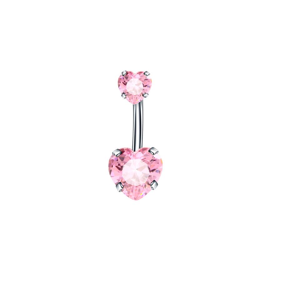 Титановое кольцо для пирсинга пупка в форме сердца с цирконом G23