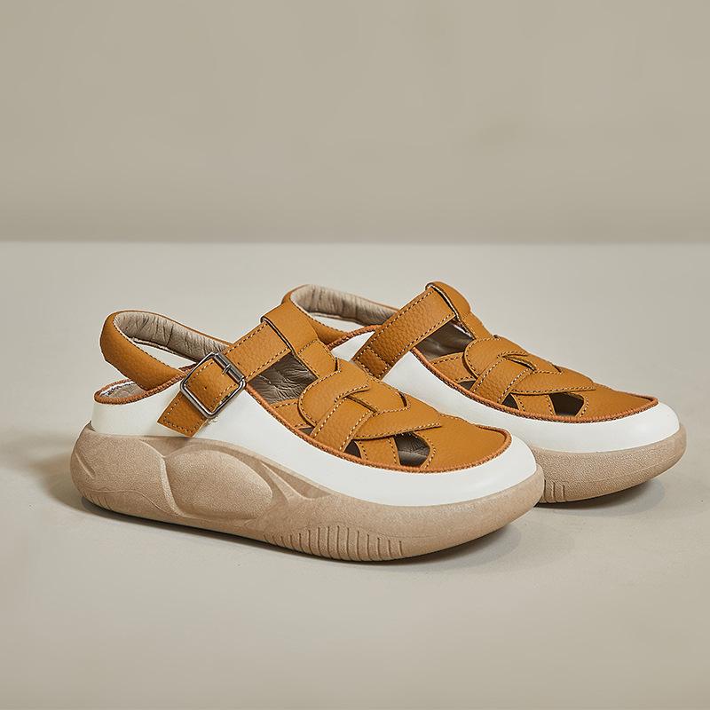 Новые женские туфли в стиле ретро, модные, на толстой подошве, на танкетке, удобные, повседневные, пляжные сандалии, обувь для женщин, Sandalias De Mujer 2024